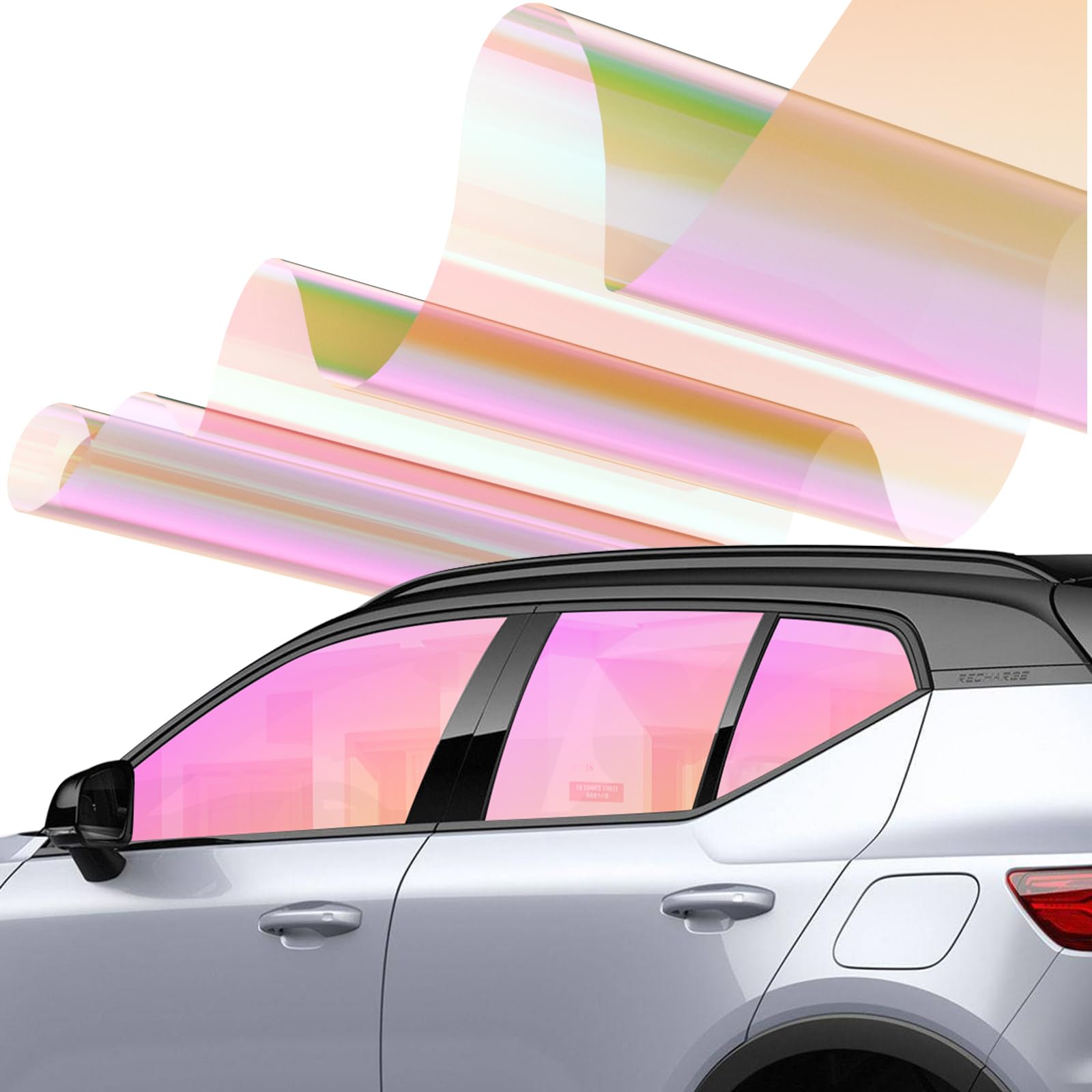 Photo 1 of ARANA Rainbow Window Tint Car, 20" X10FT Automotive Ceramic Window Tints for Privacy Sun UV Protection, Scratch Resistant One Way Reflective Car Tint Film 25% VLT Pink