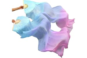 GENERIC Professional Chinese Dance Fans - Handmade Faux Silk & Bamboo Foldable Fans | Belly Dancing Performance Set with Multiple Colors | Traditional Silk Fan Pair
