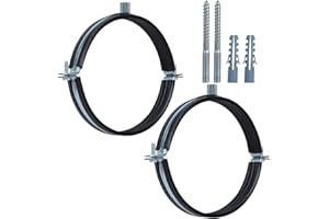 JDHGSHL 2 PCS Split Ring Pipe Hanger, Heavy Duty Adjustable Pipe Bracket Clamp with Screw & Expansion Tube, Wall Ceiling Mount Galvanized Iron Pipe Strap Supports for Pipe OD 6.3-6.5 Inch(159-166mm)