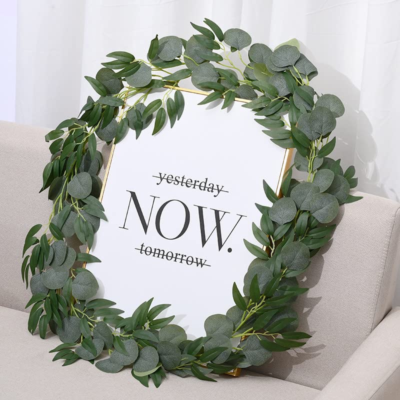 ZIHANJIAU Artificial Eucalyptus Garland Faux Vines Handmade Wedding Party Silk Eucalyptus Hanging Garland Rattan Home Vertical Decor