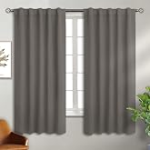 BGment Blackout Curtains for Bedroom 63 Inch Length, 42 x 63 Inch, 2 Panels | Rod Pocket Back Tab, Soundproof, Privacy, Thermal Insulated, Noise Reducing, Room Darkening, Treatment, Living Room, Grey