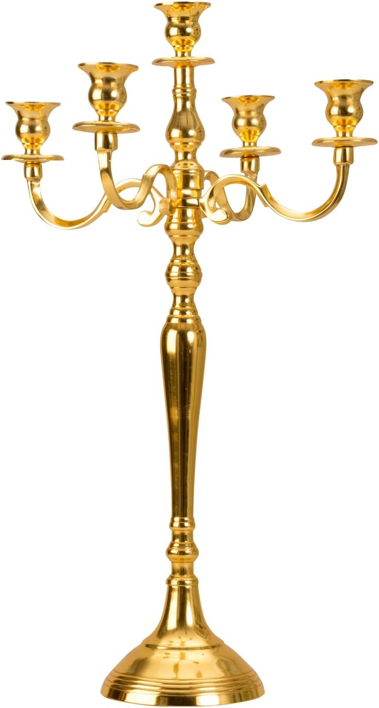 Stand Candle Gold 60 cm 5 Burners Metal Candelabra Antique Baroque