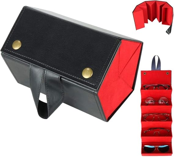 Sunglasses Organizer with 5 Slots,Travel Portable Glasses Storage Case