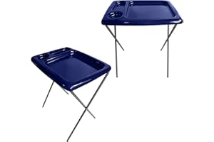 Brink House Folding TV Tray Table (Set of 2), Flag Blue, 17 x 22 x 26 inches, Portable Indoor-Outdoor Glamping Trays with Space for TV Dinners, Laptop, Utensils, and Drinks