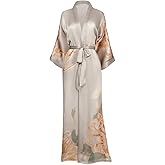 KIM+ONO Luxury 100% Mulberry Silk Kimono Robe for Women | Long Floral Robe | Kiku Willow | Original Design
