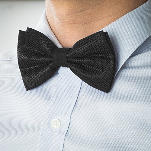 LOVTIE Tuxedo Formal Pre-Tied Satin Bow Tie,Solid Color,Adjustable Length