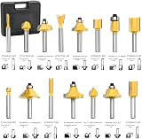Anesty Palm Router Trimmer with 15pc 6.35mm Bit Set Woodworking Kit view 3