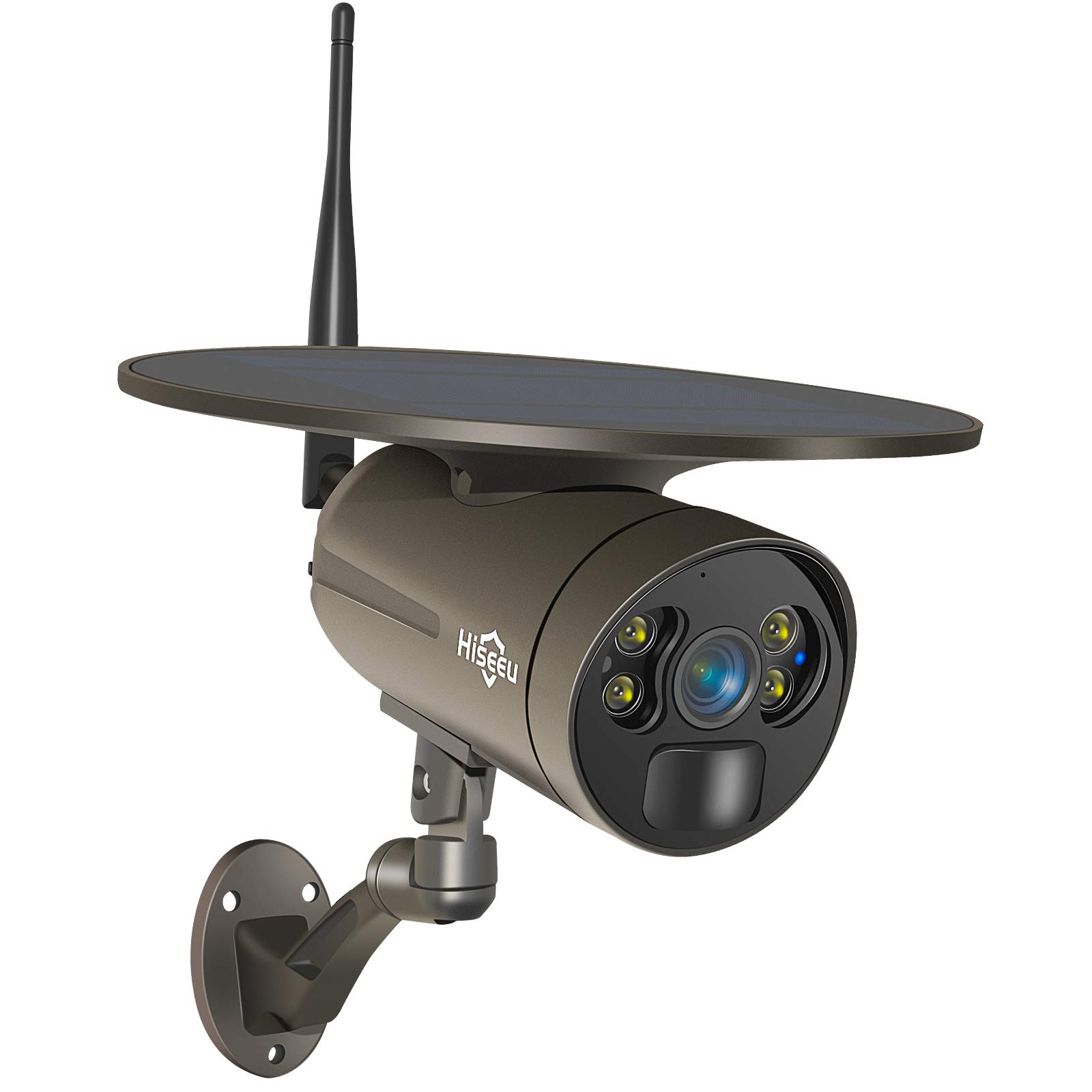 Hiseeu 【Solar Powered, Floodlight】 2K Battery Camera PIR Human Activate,PC&Mobile View, Bullet Surveillance 2.4Ghz WiFi Camera,IP66 Waterproof,Color Night Vision,Compatible Wireless System