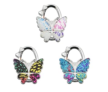 Smlz 3pc Butterfly Purse Handbag Hook Folding Hanger For Women Gift Foldable Shoulder Handbag Backpack Purse Hangers Table Chair Holder Hook