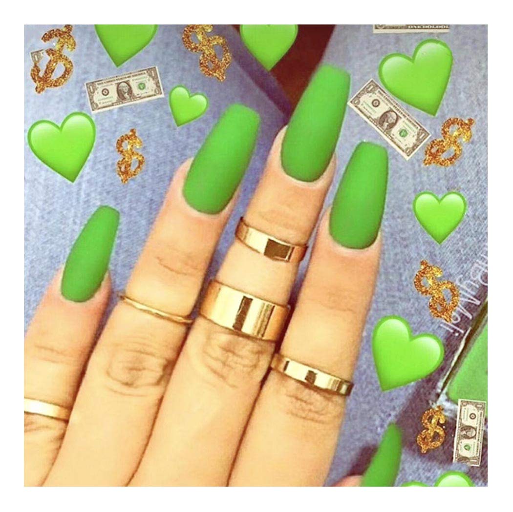 Fstrend Matte Fake Nails Fashion Full Cover Acrylic Coffin False Nails Punk Party Prom Clip On Nail For Women And Girls 24pcs Dark Green Buy Online In Cayman Islands At Cayman Desertcart Com Productid