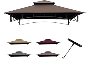 CoastShade 8 x 5 Grill BBQ Gazebo Double Tiered Replacement Canopy Roof Outdoor Barbecue Gazebo Tent Roof Top,Brown