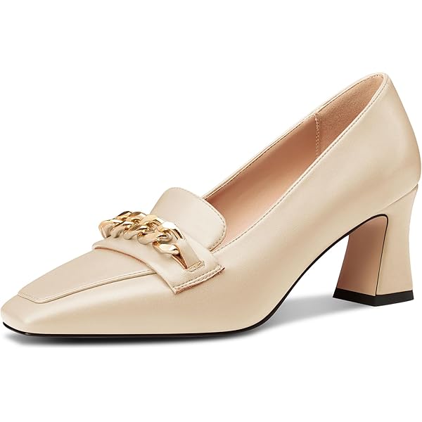 Zamikoo Women Chunky Heel Pumps Block High Heel Slip On Closed