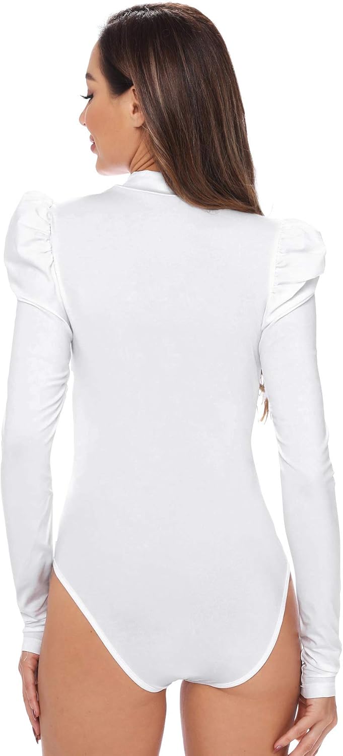 Download Soly Hux Women S Mock Neck Long Sleeve Stretchy Skinny Bodysuit At Amazon Women S Clothing Store