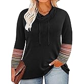 RITERA Plus Size Tops for Women Long Sleeve T-Shirt Cowl Neck Casual Blouses Fall Winter Tunics