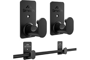 SIMEWIN No Drill Curtain Rod Brackets No Drilling Curtain Rod Holders【Upgrade 3M Adhesive】Renter Friendly Curtain Rod Hooks Nail Free Suitable for Poles 5/8 Inch (2Pcs Black)