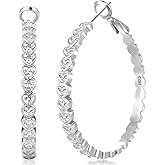 YOUNGYUE Heart 925 Sterling Silver Hoop Earrings for Women Hypoallergenic 14K Gold Plated Hoop Earring for Women Non Tarnish Large Rhinestone Hoop Earrings with Sparkly Cubic Zirconia 30/40/50mm