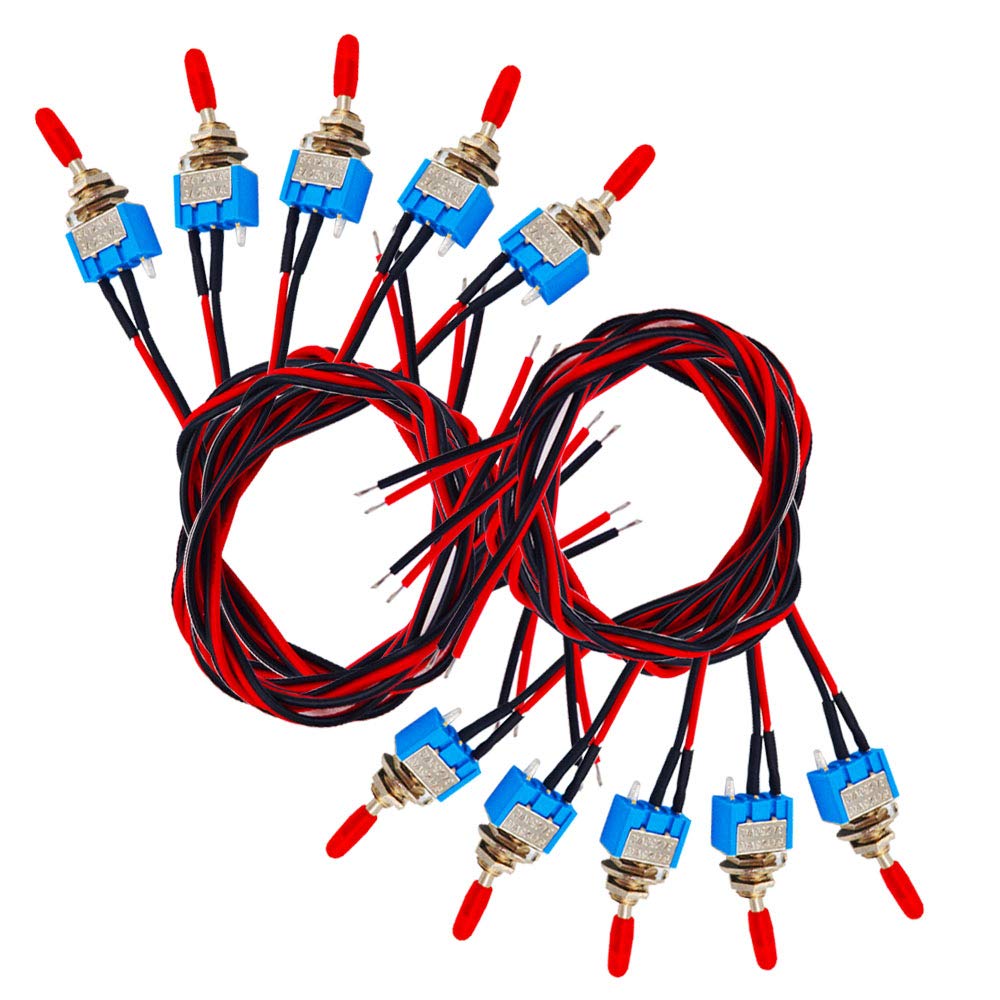 senvenelec 10pcs Professional Car Mini Toggle Switch With Pre-Wired, On-Off 2-Position 3-Pin Spst 3v/5v/12v/220v/240v For Cars, Trucks, Boats, Dashboards - 3a 250vac / 6a 125vac