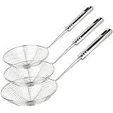 Swify Spider Strainer Set of 3 Asian Strainer Ladle Stainless Steel Wire Skimmer Spoon with Handle for Kitchen Frying Food, P