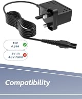 Superer 15V Philips Shaver Charger UK 3 Pin Power Adapter 0.36A 5.4W view 3