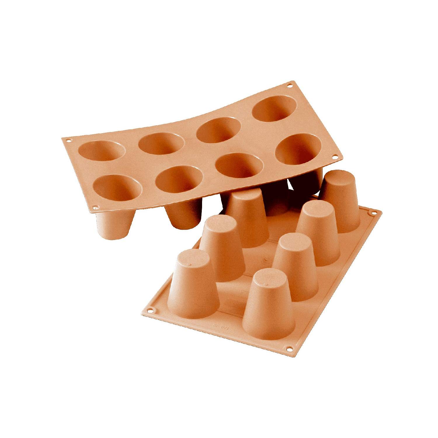Silikomart | SF0021 Silicone Mould for BABÀ Monoportions, Non-Stick, 8 Cavities, Pack of 1 Cake Mould, Ø 55 h 60 mm, Made in Italy