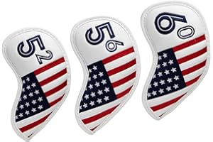 WTLJQQY 1pc Golf Wedge Cover or Set US Flag Iron Wedge Head Covers 52 56 60 Wedge Covers, PU Leather Golf Iron Covers Head Covers for Men Golfers