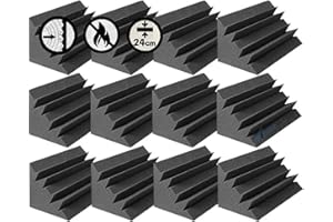 Arrowzoom 12 Mini Bass Traps Audio Absorbing Soundproofing Insulation Acoustic Panel Padding Foam Sheet 4.7 in X 4.7 in X 9.4