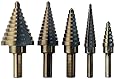 Neiko 10197A Titanium Step Drill Bit Set, High Speed Steel | 5-Piece Set | Total 50 Sizes