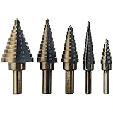 Neiko 10197A Titanium Step Drill Bit Set, High Speed Steel | 5-Piece Set | Total 50 Sizes