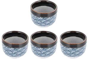 Mikikit Japanese Ceramic Sake Cup Set 4Pcs Porcelain Cups Easy Maintenance for Asian Tea Drinking