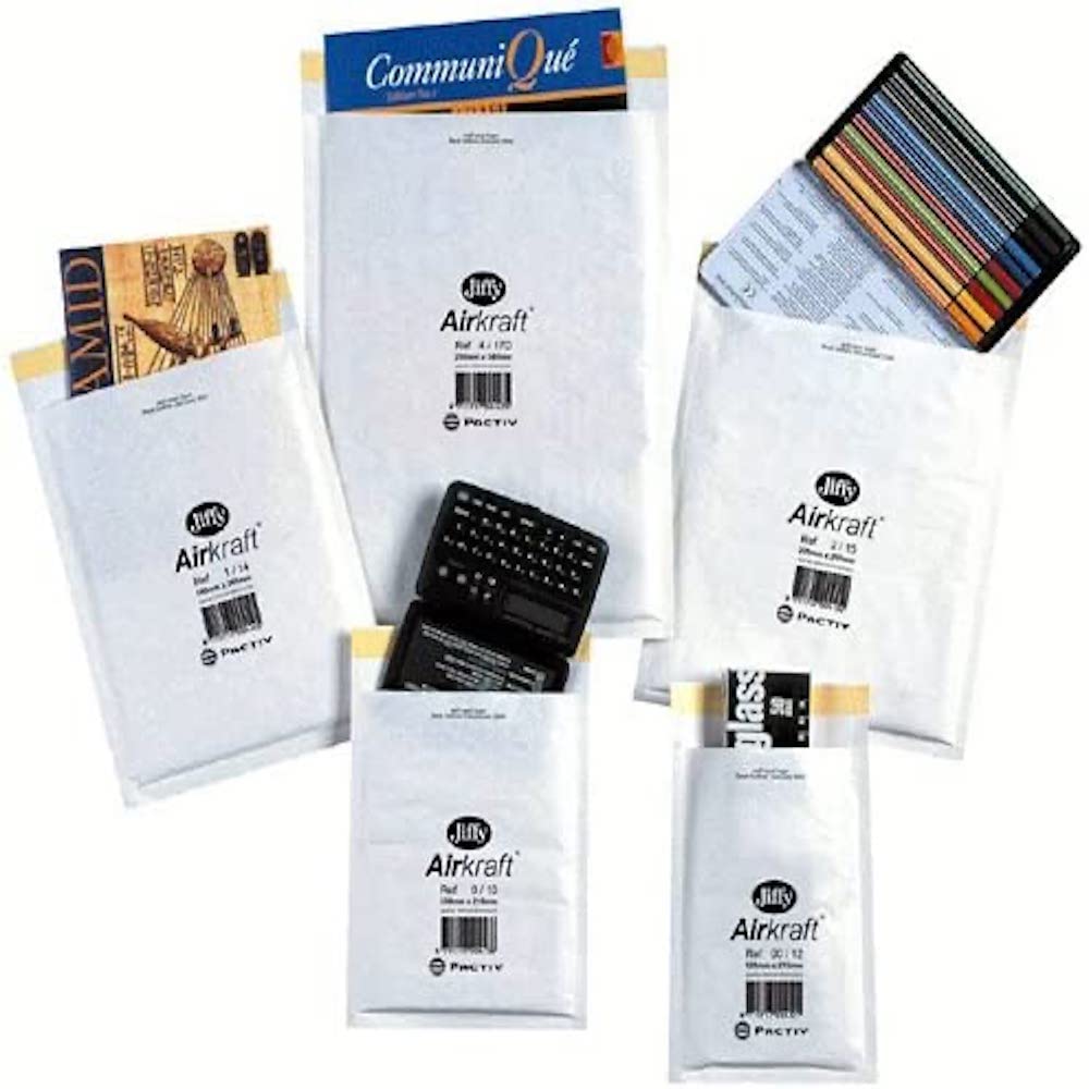 Jiffy JL-6 290 x 445 mm Airkraft Lightweight Postal Bag for Shirts and Clothes (Size 6), White, Box of 50