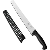 NULAS 10-Inch Serrated Bread Knife with Sheath for Sourdough, German Steel | 1.4116 stainless steel blade for homemade and artisan loaves with Cover, Black
