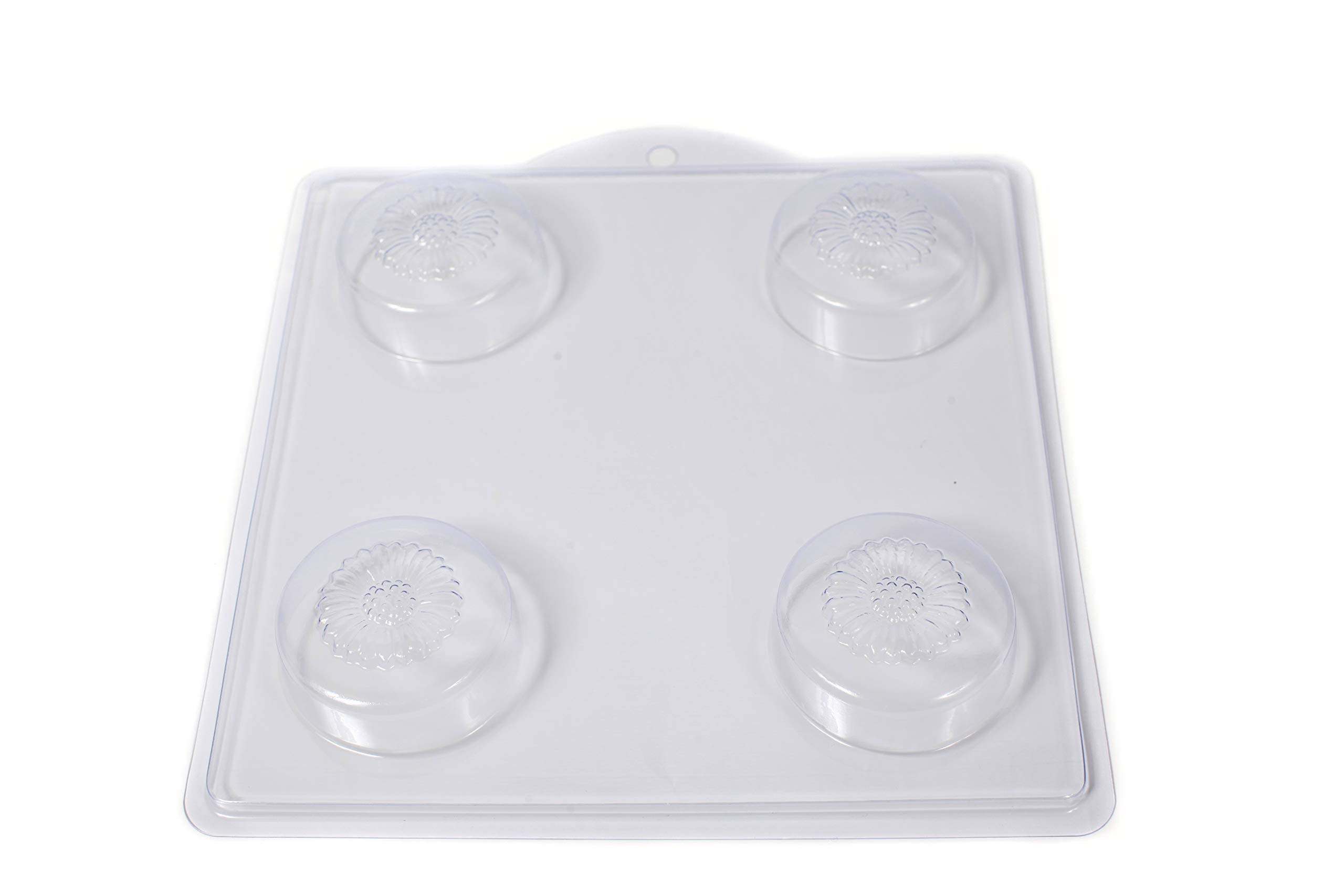 World of Moulds | 4 Cavity Round Daisy Soap/Bath Bomb Mould Mold M153