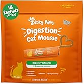 Zesty Paws Cat Mousse Squeezies Puree Cat Treats for Digestion - with Seaweed, Omega Fatty Acids, Antioxidants - Support for Digestive Health Cats - Chicken Flavor - 18 Count