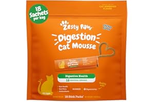 Zesty Paws Cat Mousse Squeezies Puree Cat Treats for Digestion - with Seaweed, Omega Fatty Acids, Antioxidants - Support for Digestive Health Cats - Chicken Flavor - 18 Count