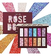 LUXAZA Holographic Glitter Eyeshadow Palette Metallic Festival Style,Ultra Pigmented Shimmer Spar...