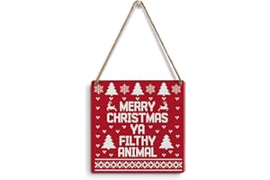 mmiishe Funny Christmas Decor Holiday Decor Christmas Party Favors Wall Art Farmhouse Wall Hanging Decor Wood Sign for Winter Home Xmas Cafe Bar Bedroom Kitchen Front Door Porch Decor