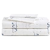 Poppy & Fritz - Twin XL Sheets, Luxurious Cotton Percale Bedding Set, Crisp & Cool, Super Soft Bed Essentials (Tweet Tweet Birds Blue, Twin XL)