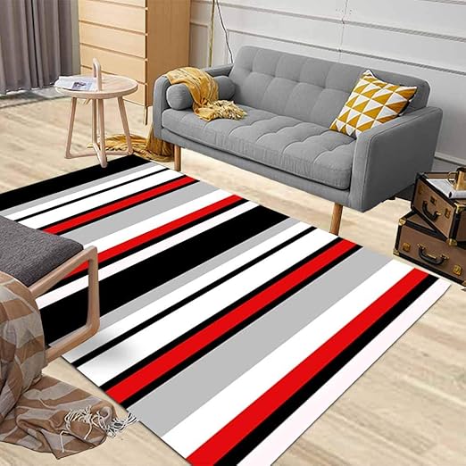 Amazon Com 3x5 Area Rug Dethel Soft Area Rug Colorful Area Rug Door Area Rugs Modern Fabric Retro Color Pattern Colorful Stripe Abstract Background Rugs For Living Room Large Area Rugs Area Rug