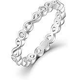 Aprila Women Promise Ring 925 Sterling Silver 3A Cubic Zirconia Stackable Ring for Women Eternity Engagement Band