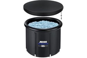 Jecoo Cold Plunge Tub 90 Gallons Large Ice Bath Tub, Multiple Layered Portable Ice Bath Plunge with Lid, Suitable for Outdoor Gardens Indoor Gyms Arena Cold Water Therapy Training Athletes Recovery
