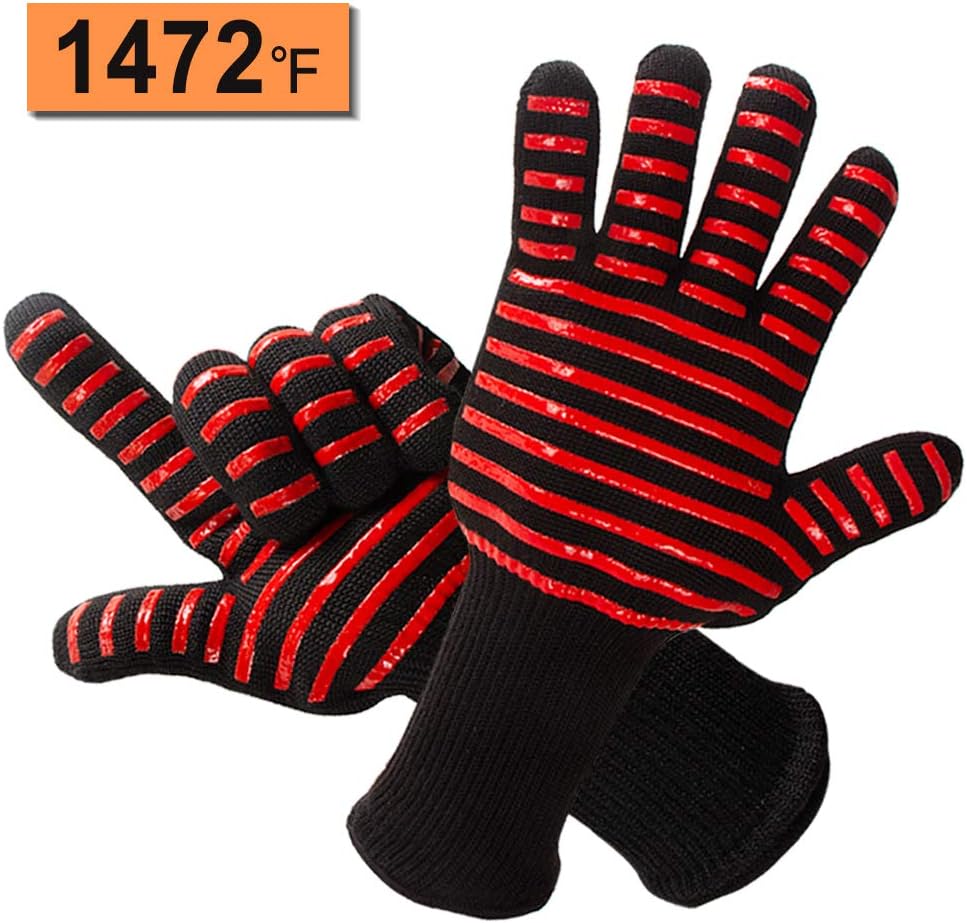 webake BBQ Gloves 1472 ℉ Extreme Heat Resistant Grill Gloves, Food Grade Kitchen Oven Mitts, Premium Insulated Durable Fireproof Kitchen Mitts, Flexible Oven Gloves 1 Pair