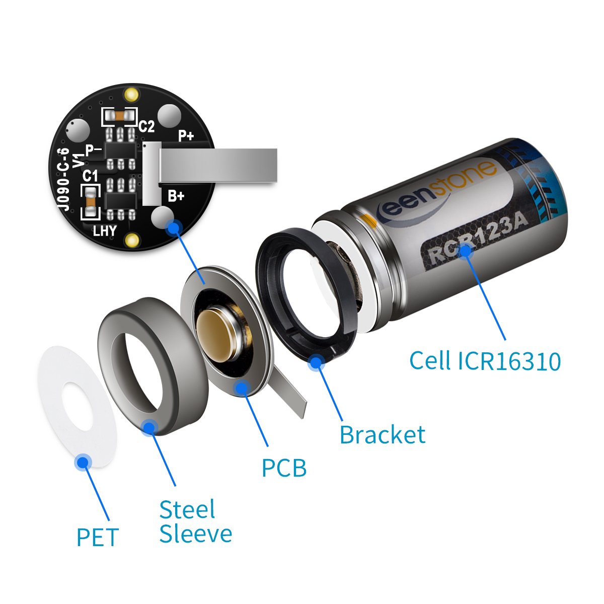 RCR123A Rechargeable Camera Batteries, Keenstone 4Pcs 750mAh Rechargeable CR123A Li-ion Batteries with Camera Skin and Battery Case for Arlo VMS3030/3230/3330/3430 Cameras