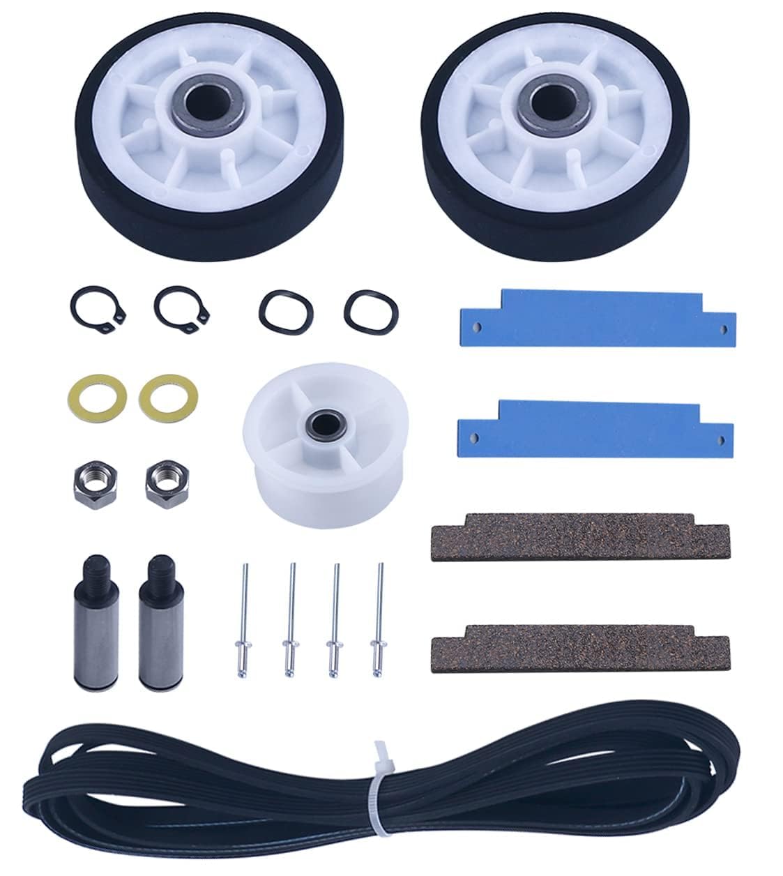 Photo 1 of Dryer atlantis parts Fit for May-tag 3000 5000 series - 12001541 303373K Dryer Drum Roller kit, 306508 Dryer Tumbler Bearing Kit, WP33002535 Drum Belt, 6-3700340 Idler Pulley