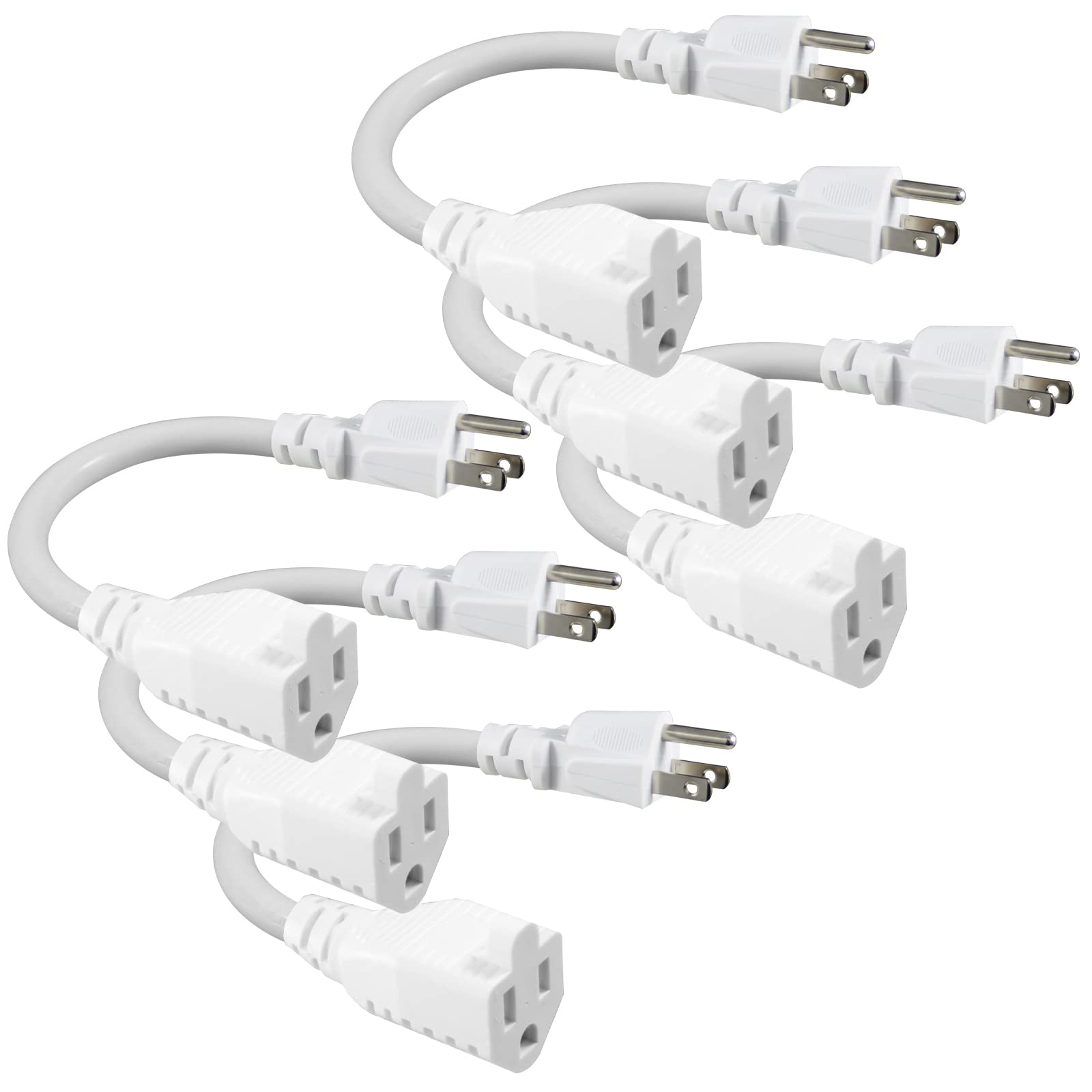 Photo 1 of [6 Pack] White Short Power Extension Cord - 6inch 3 Prong Mini Indoor Grounded Extension Cord,16AWG Small Electrical AC Extension Cord for Outlet Saver,Rated for 13AMP Home Appliance Extender Lead