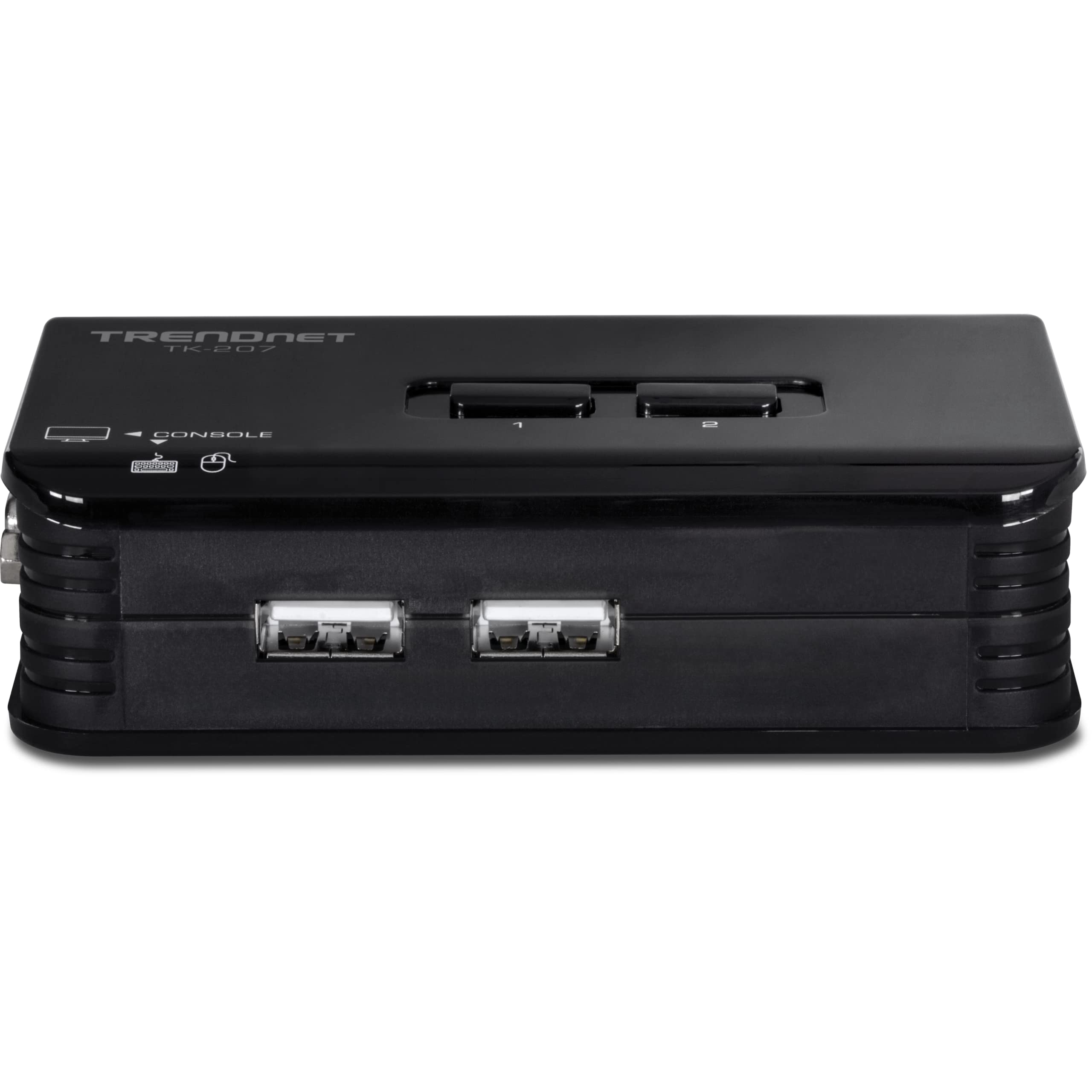 TRENDnet 2-Port USB KVM Switch and Cable Kit, 2048 x 1536 Resolution, Device Monitoring, Auto-Scan, Audible Feedback, USB 1.1, Compliant with Windows and Linux, Hot-Pluggable, White, TK-207K