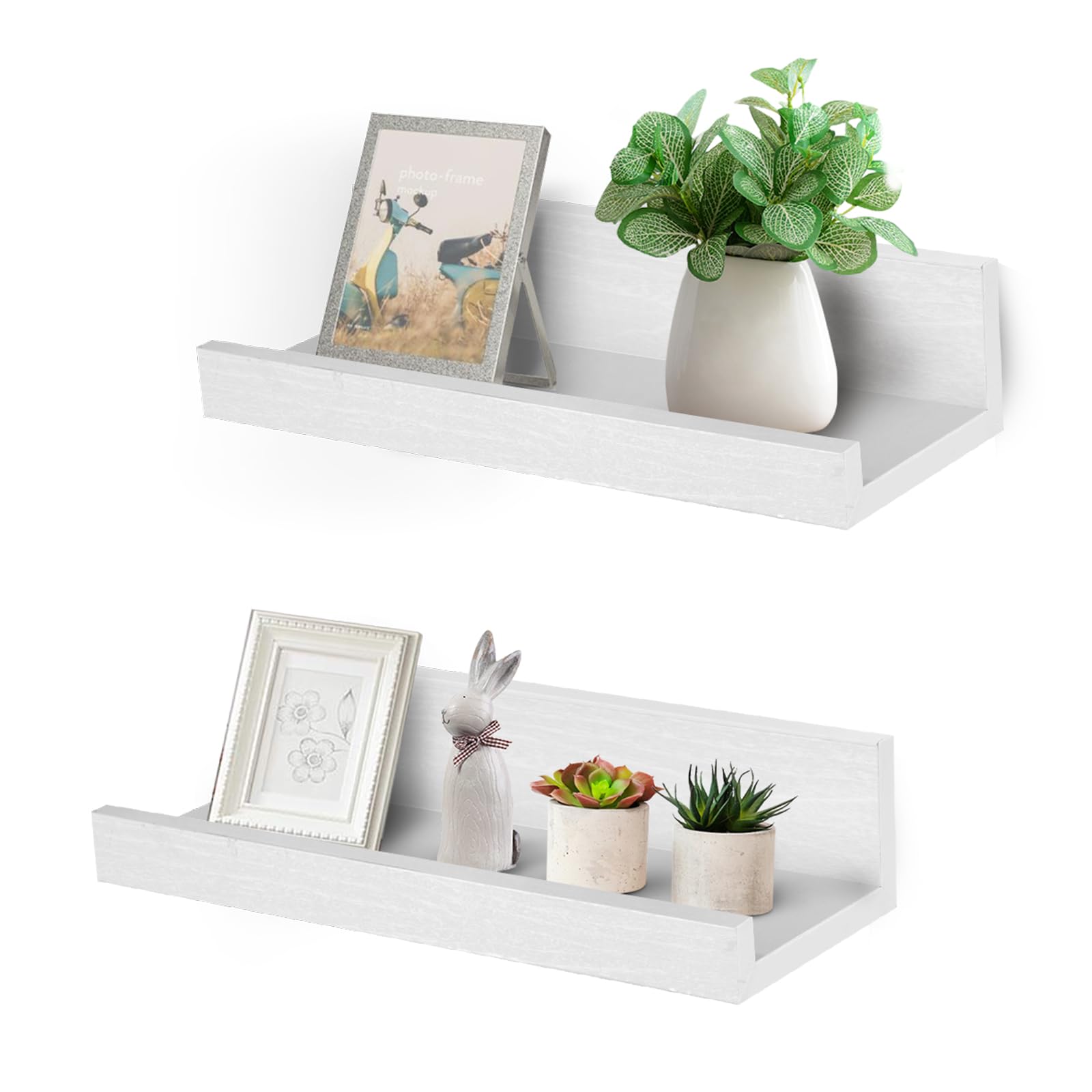 Muzilife Decorative Wall Shelf with Floating Edges 12 Inches White