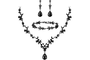 BriLove Wedding Jewelry Set for Women Bride, Y-Necklace Tennis Bracelet Dangle Earrings Crystal Teardrop Marquise Cluster for Bridal Bridesmaid