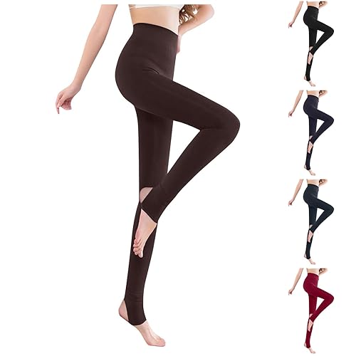 Angxiwan Womens Thermal Leggings Fleece Lined Step on Leggings for Women UK High Waisted Gym Workout Gym Yoga Pants Thermal Thick Tights Winter Women Warm for UK Thick