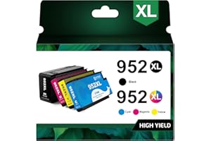 952XL Ink Cartridges Combo Pack, 7740 Ink (Black, Cyan, Yellow, Magenta) Replacement for HP 952XL 952 XL Use with HP Officeje