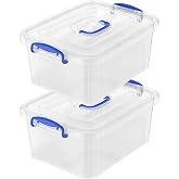 9 Quart Clear Storage Latch Bins with Lids/Handle, Plastic Clear Stackable Box, 9-Liter (2 Pack)